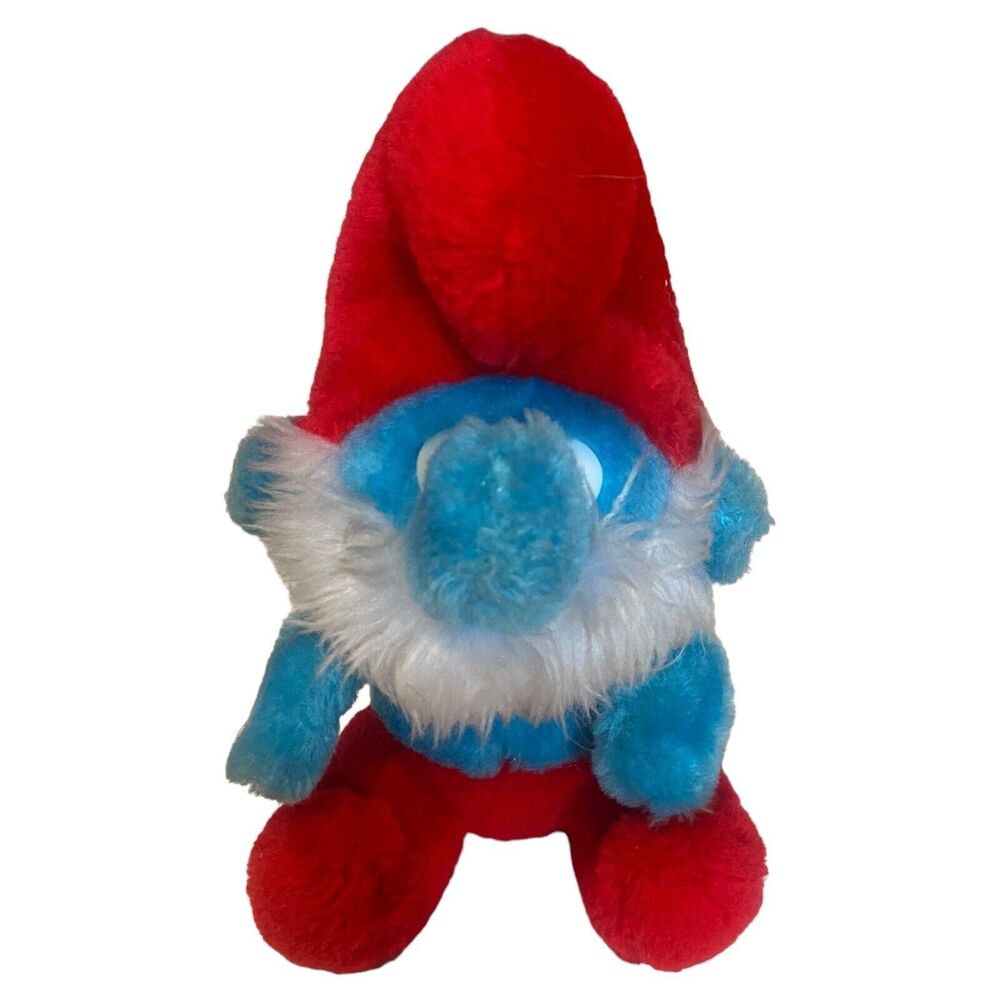 Vintage Papa Smurf Plush 1981 8" Peyo Wallace Berrie & Co Stuffed Animal Toy
